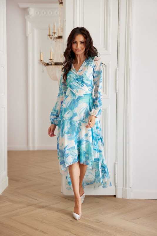 Fiorella – rochie midi din șifon cu legare în talie