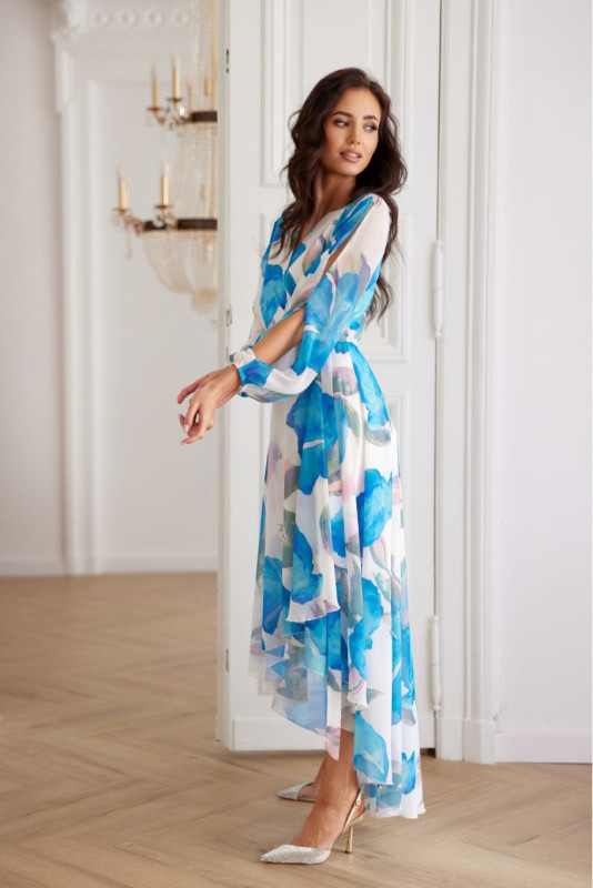 Fiorella – rochie midi din șifon cu legare în talie