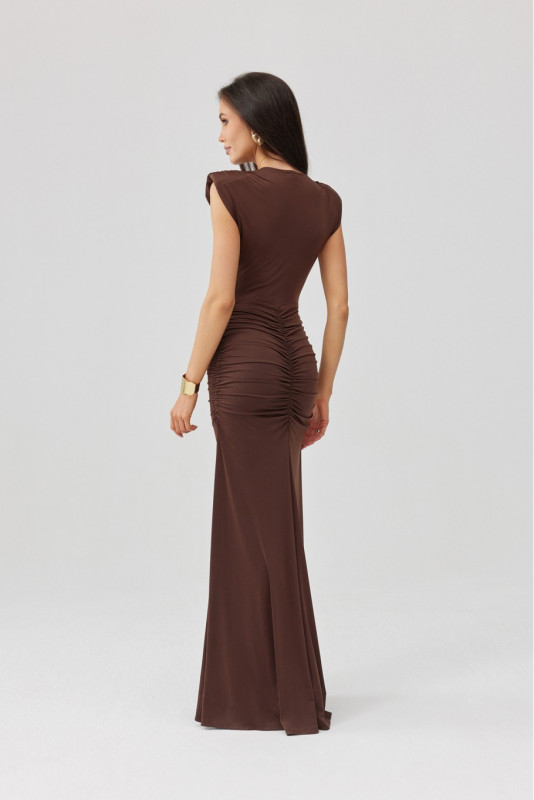 Noelia – rochie maxi în culoare maro