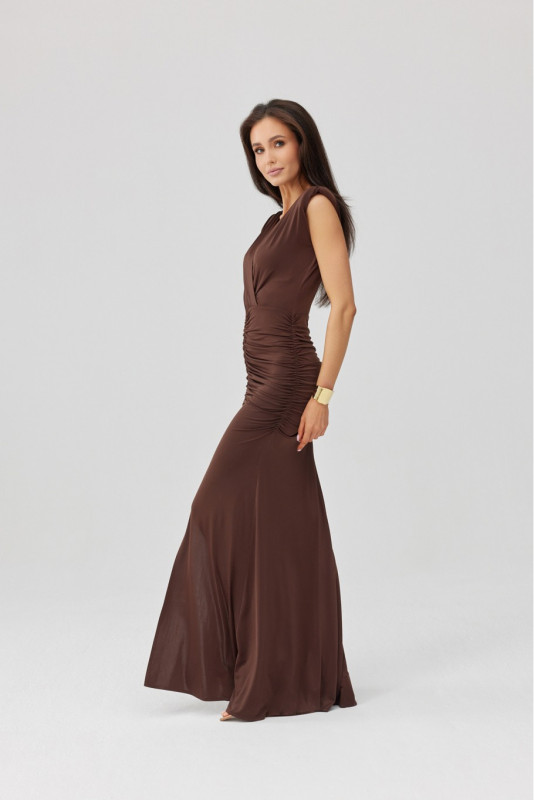 Noelia – rochie maxi în culoare maro
