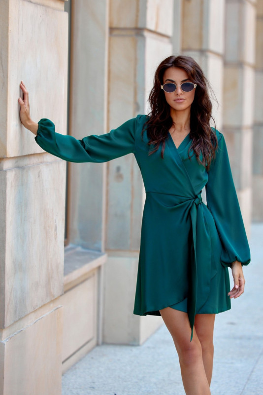 Catlin – rochie mini în verde sticlă