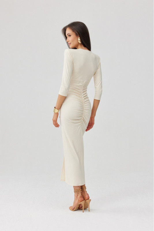 Rochie midi în culoare vanilie Mireya