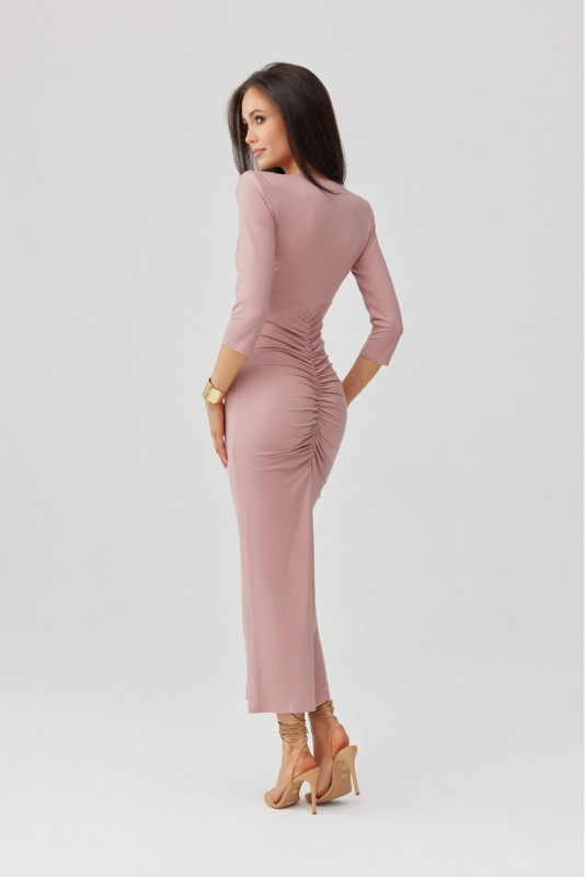 Rochie midi Mireya în nuanță roz închis