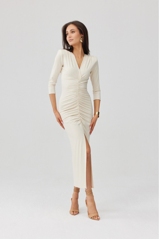 Rochie midi în culoare vanilie Mireya