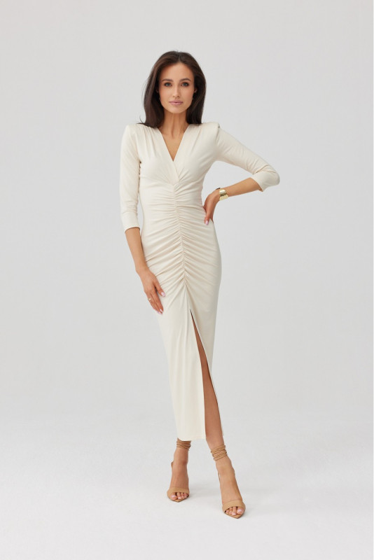 Rochie midi în culoare vanilie Mireya