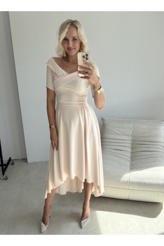 Rochie midi în nuanță de vanilie