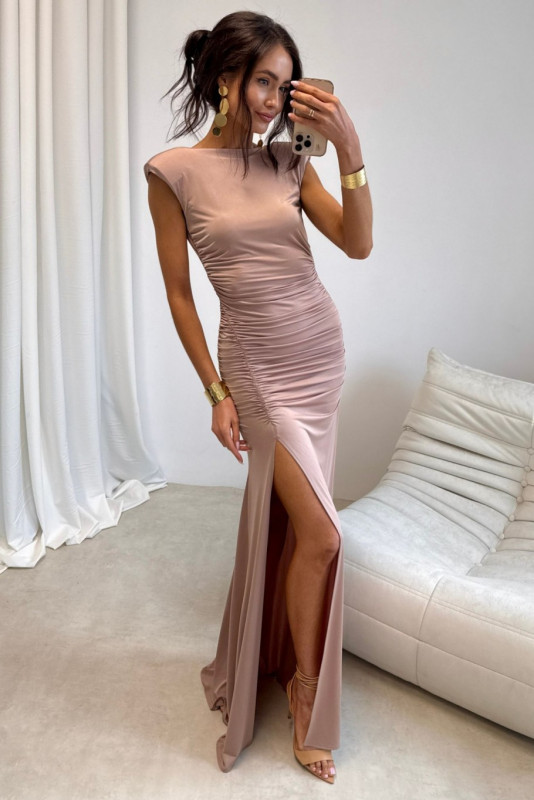 Rochie maxi Aurelia în culoarea moka