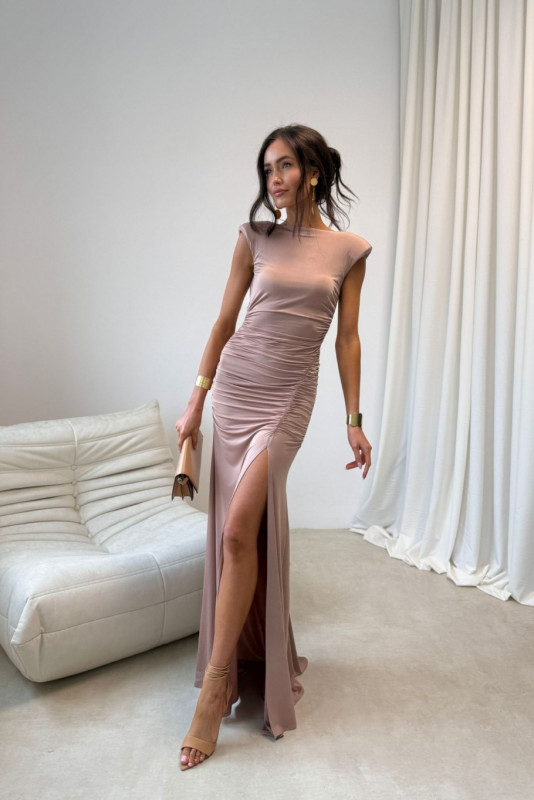 Rochie maxi Aurelia în culoarea moka