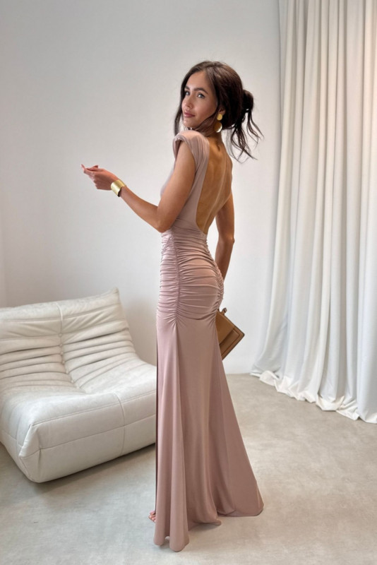 Rochie maxi Aurelia în culoarea moka