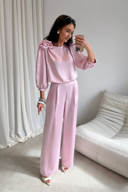 Pantaloni eleganți roz deschis Elsa