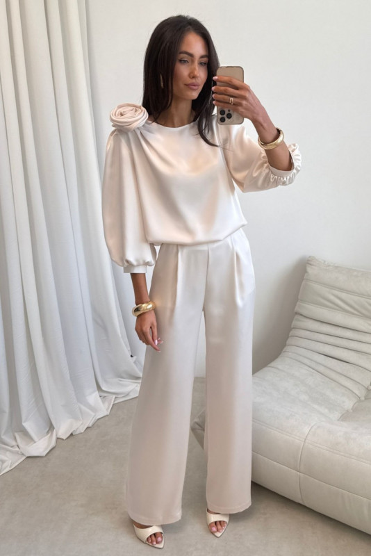 Pantaloni Elsa în nuanță de vanilie