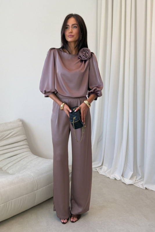 Pantaloni eleganți maro Elsa