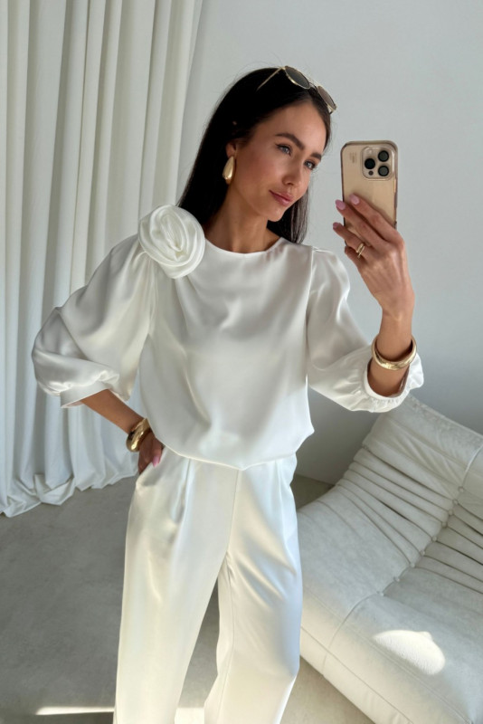 Pantaloni din țesătură ecru