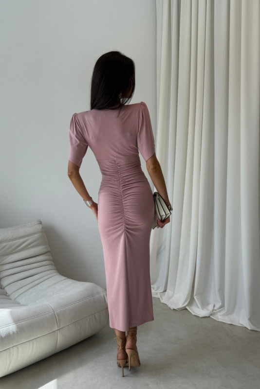 Rochie midi în nuanță roz închis