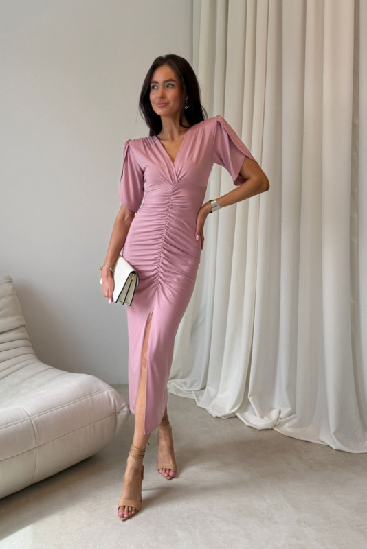 Rochie midi în nuanță roz închis