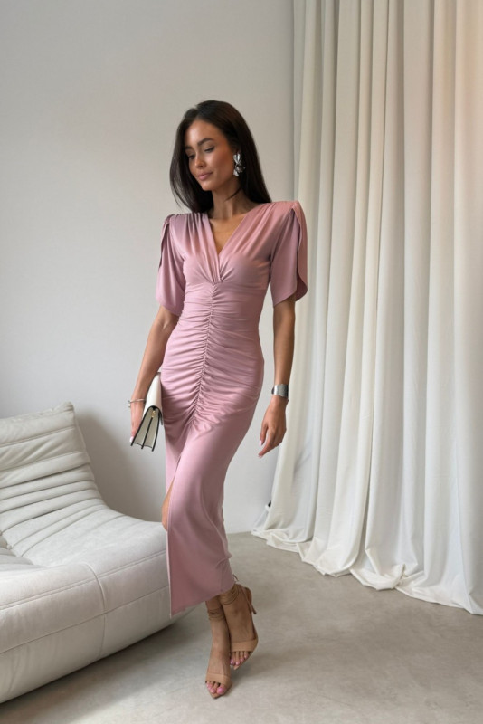 Rochie midi în nuanță roz închis
