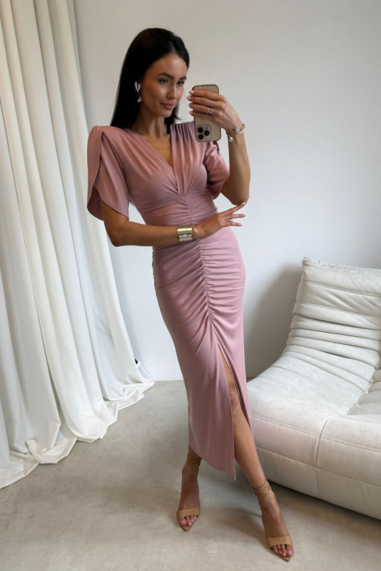 Rochie midi în nuanță roz închis