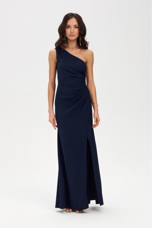 Rochie maxi bleumarin pe un umăr
