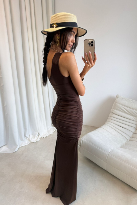 Rochie maxi în culoare maro