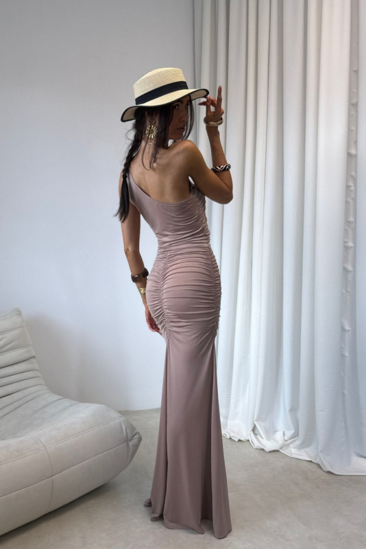 Rochie maxi în culoarea moka