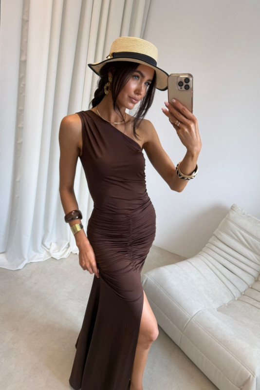 Rochie maxi în culoare maro