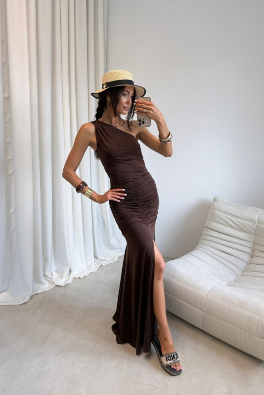 Rochie maxi în culoare maro