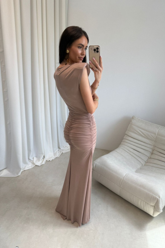 Noelia – rochie maxi în nuanță moka
