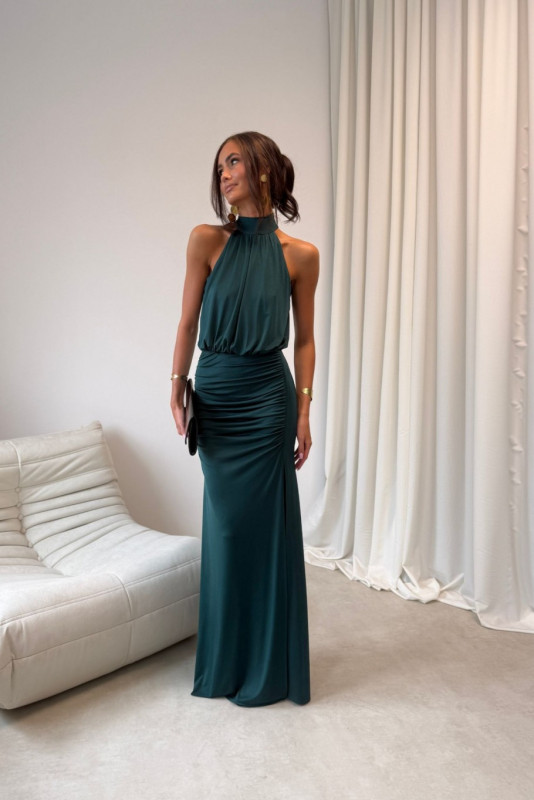 Rochie maxi în verde sticlă
