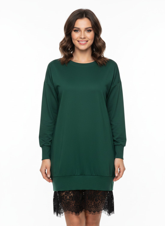 Rochie hanorac maro deschis cu dantelă