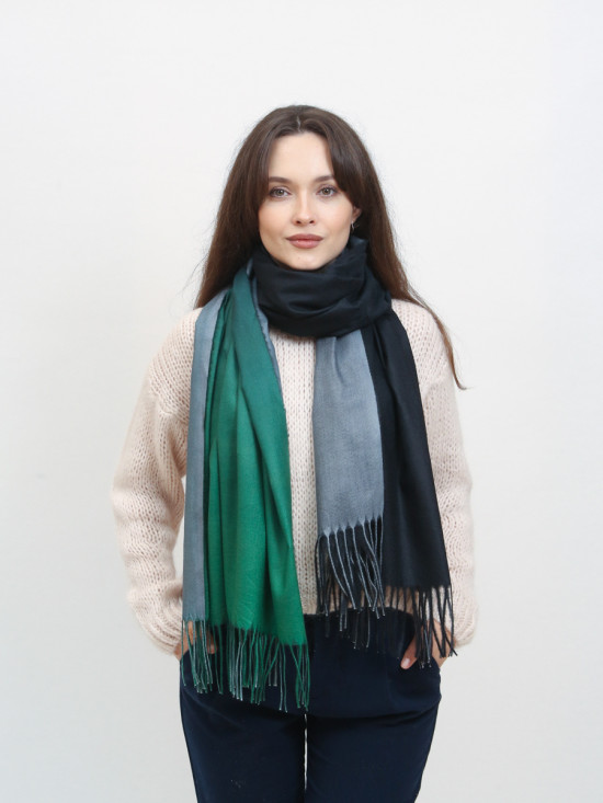 Eșarfă colorată de iarnă din lână verde/albastru
