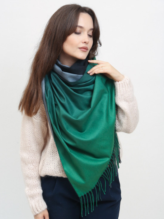 Eșarfă colorată de iarnă din lână verde/albastru
