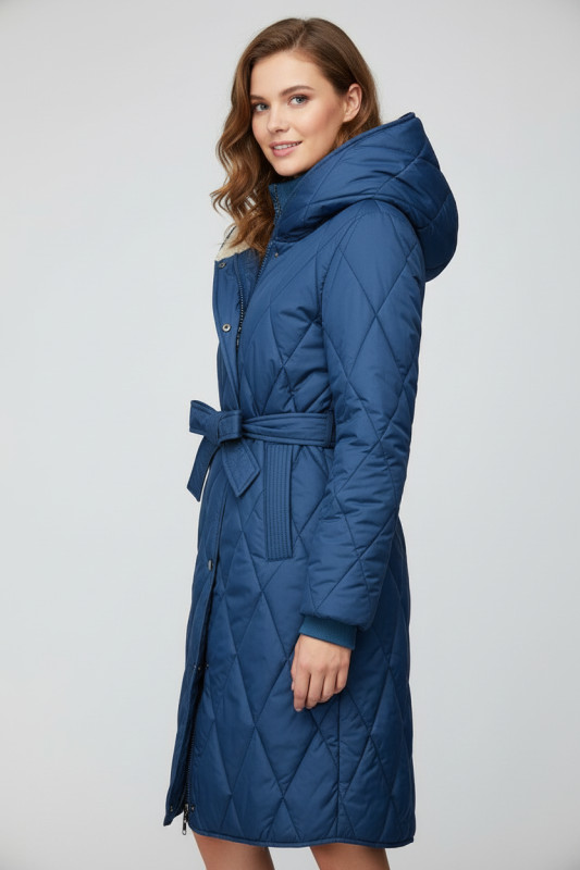 Geacă de damă de toamnă și glugă cu blană artificială alabastru