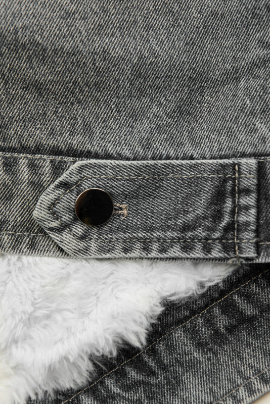 Jachetă gri denim cu blană albă