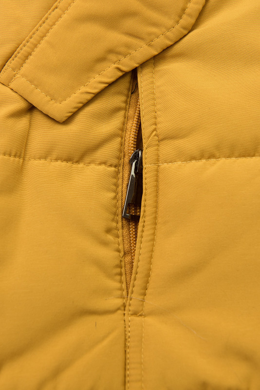 Geacă de iarnă galbenă cu pluș gri