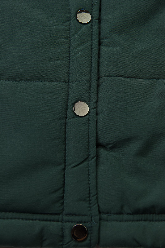 Geacă de iarnă verde închis cu pluș gri