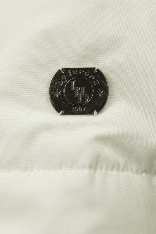 Geacă de iarnă alb crem cu pluș gri