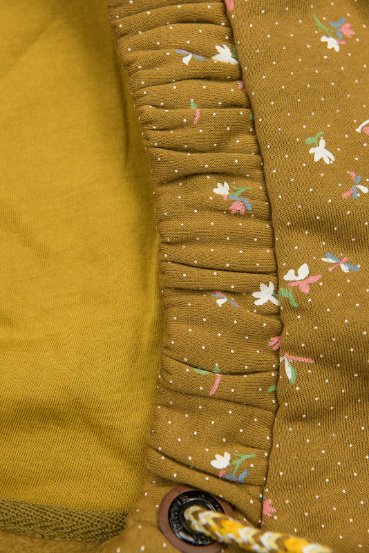 Hanorac galben muștar cu model floral