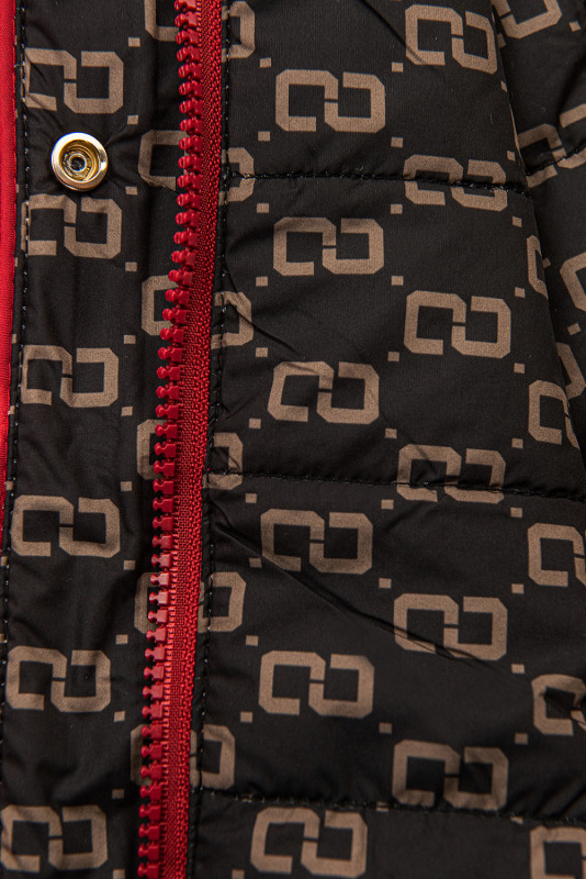 Parka de primăvară-toamnă reversibilă roșu/negru