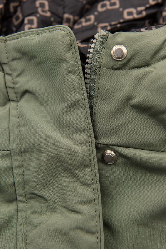 Parka de primăvară-toamnă reversibilă kaki/negru