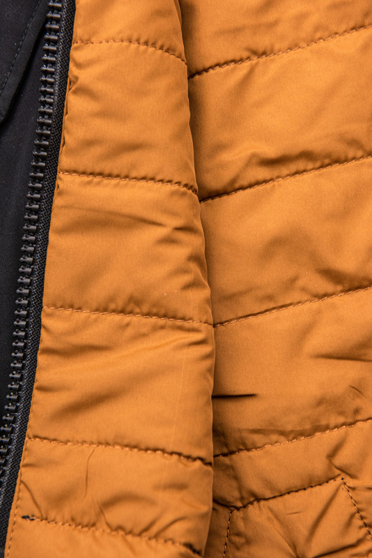 Parka ușoară de tranziție reversibilă negru/caramel