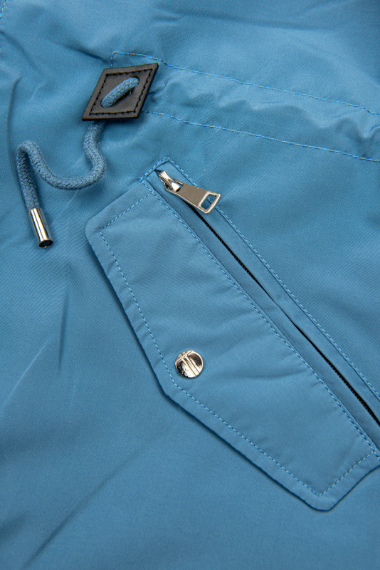 Parka ușoară de tranziție reversibilă albastru jeans/bej