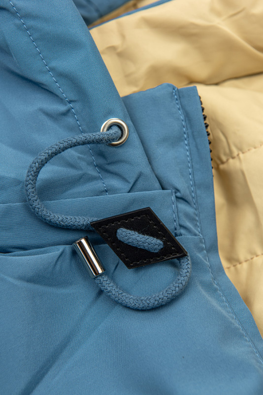 Parka ușoară de tranziție reversibilă albastru jeans/bej