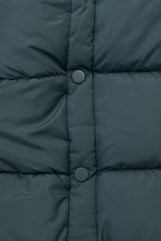 Jachetă lungă de iarnă cu blană, verde petrol