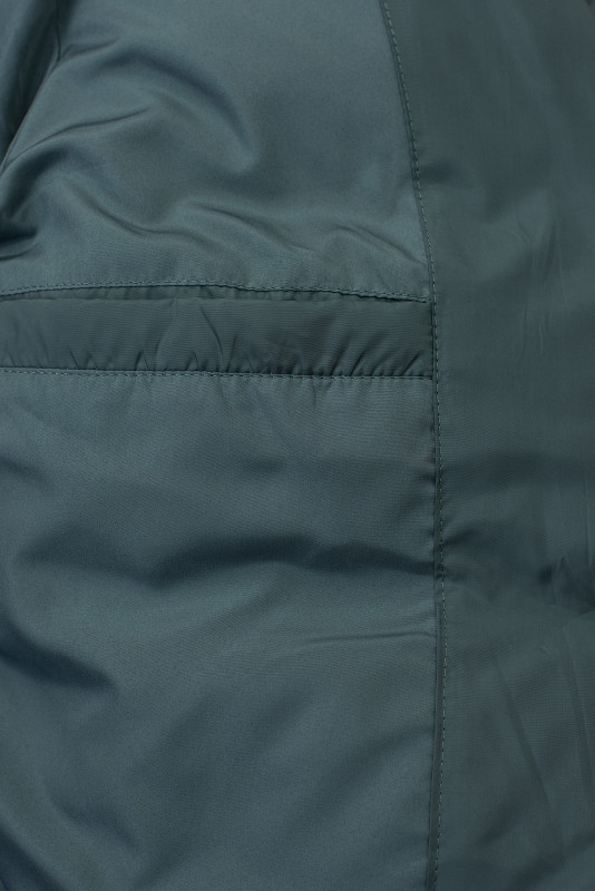 Jachetă lungă de iarnă cu blană, verde petrol