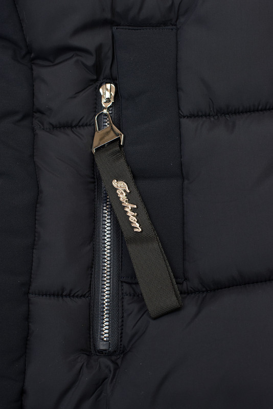 Jachetă lungă de iarnă bluemarin cu blană