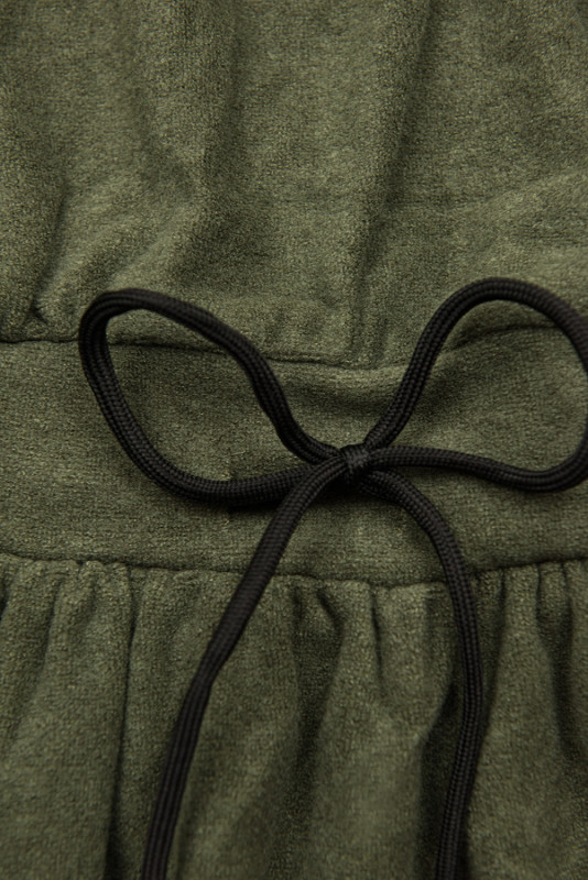 Rochie scurtă verde army cu dantelă