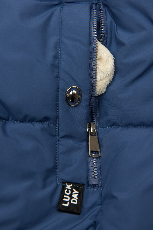 Geacă de iarnă albastră WINTER cu blană albă