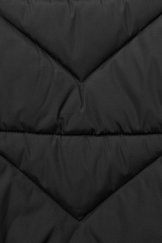 Geacă elegantă de iarnă cu blană, neagră