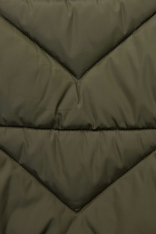 Geacă elegantă de iarnă cu blană, khaki