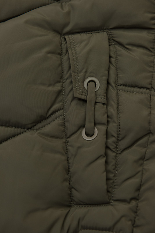 Geacă elegantă de iarnă cu blană, khaki